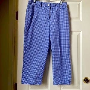 Talbots Blue Gingham Perfect Skimmer Pants Size 8